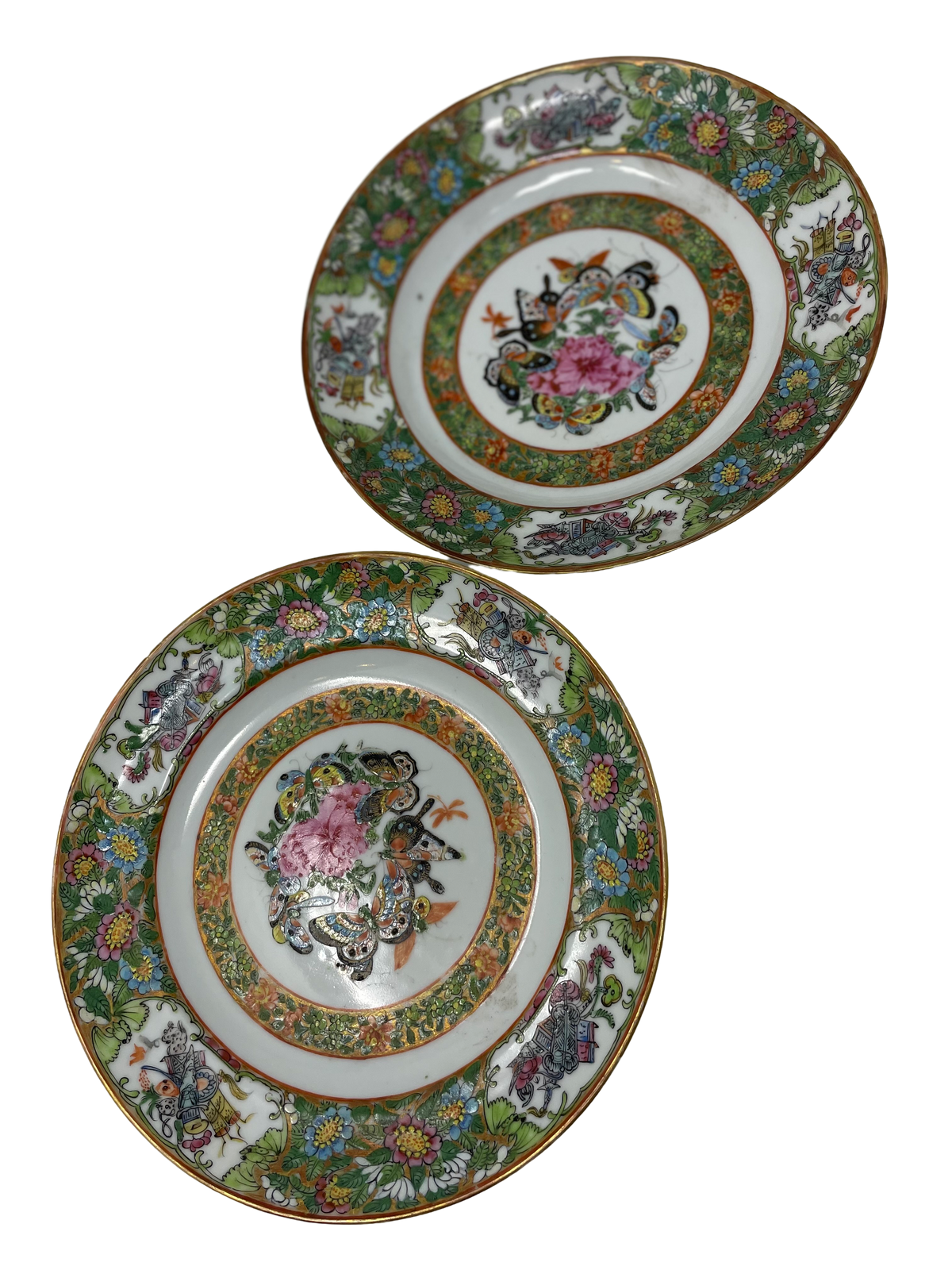 Pair of 19th Century Rose Canton plates