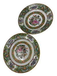 Pair of 19th Century Rose Canton plates