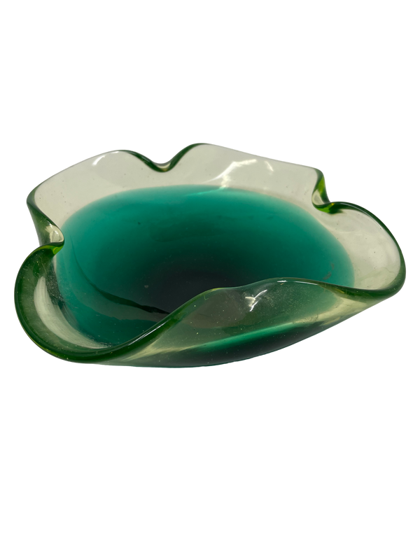 Green & Turquoise Art Glass Bowl