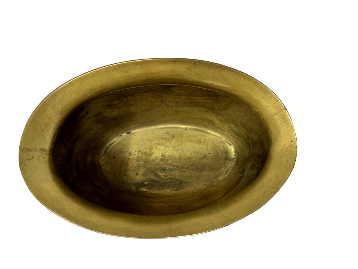 Brass Heavy Oval Footed Bowl, 9.5x6.5x6