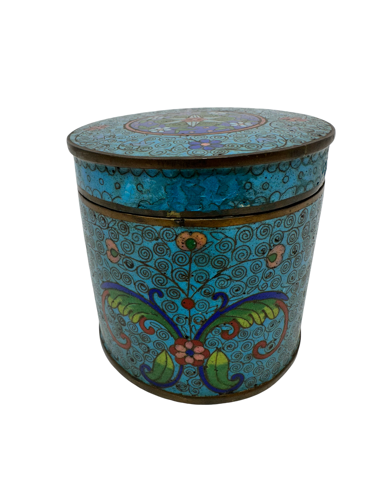 Turquoise Cloisonne Cylinder Box