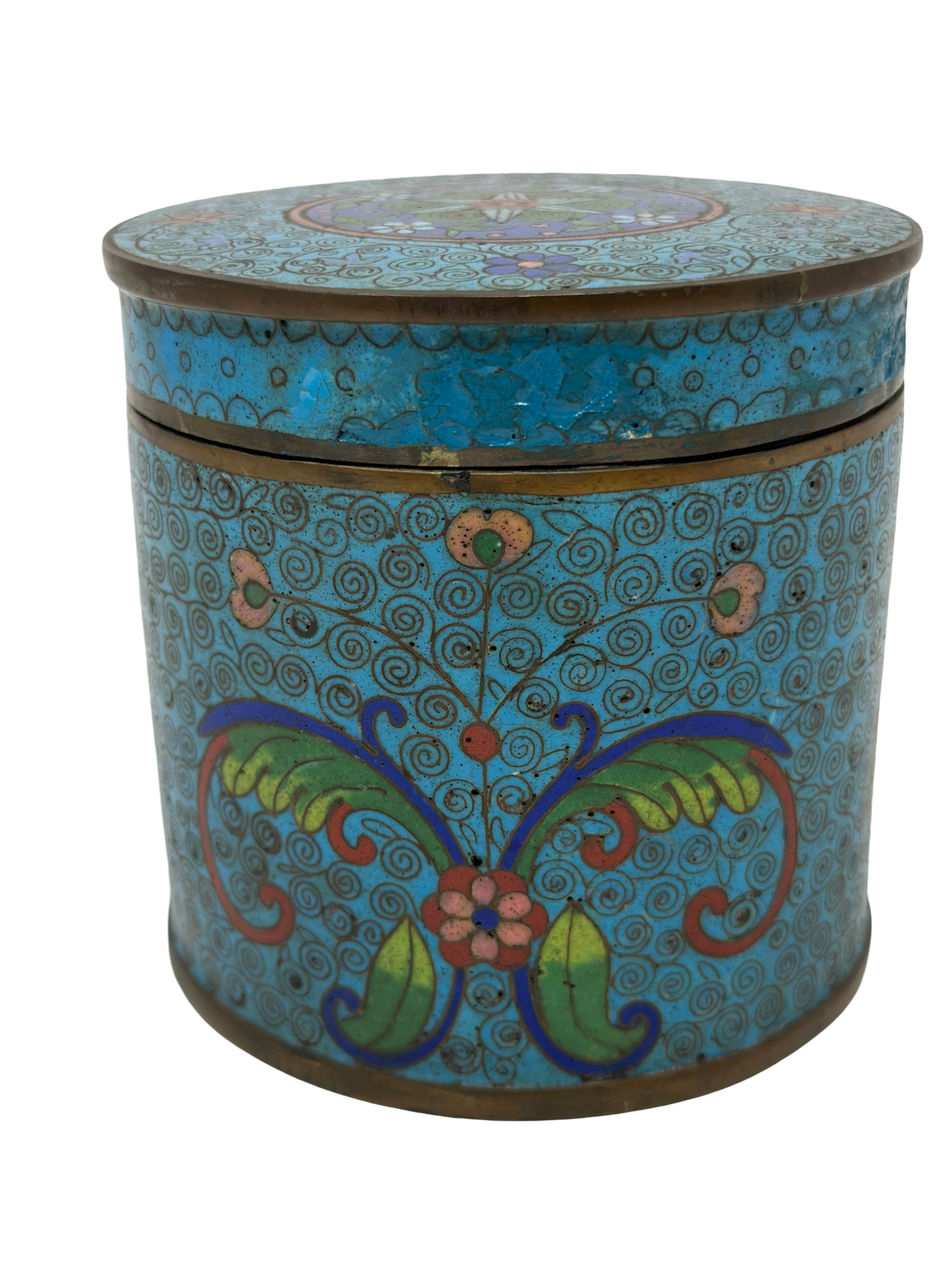Turquoise Cloisonne Cylinder Box