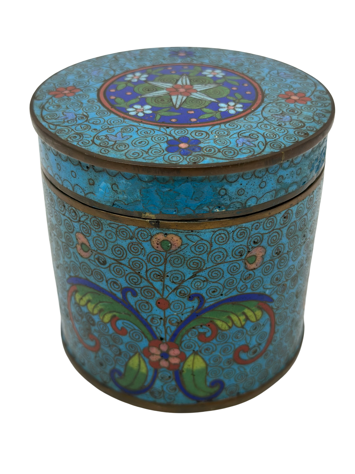 Turquoise Cloisonne Cylinder Box