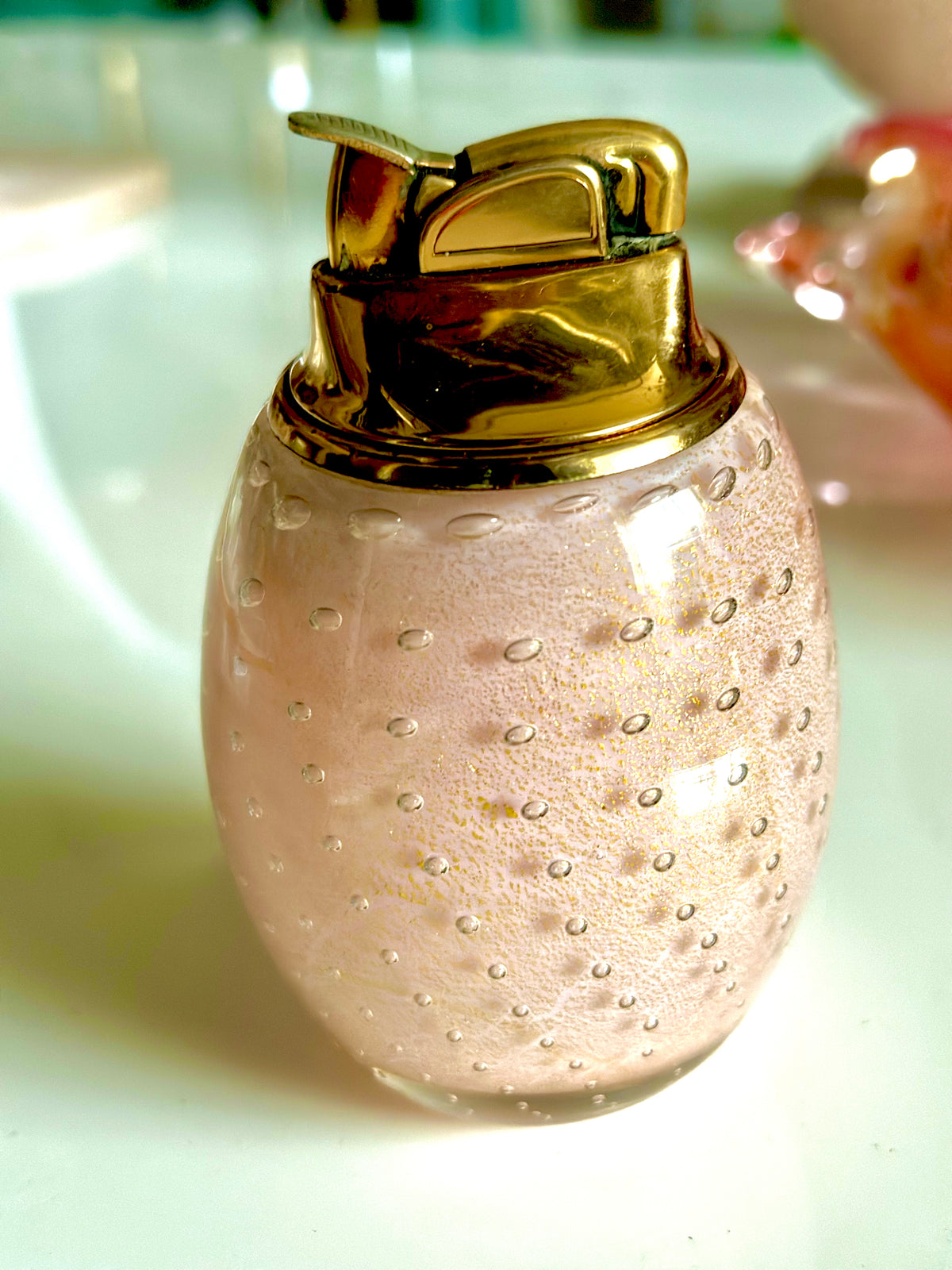 Pink Table Lighter w/ Gold Flecks