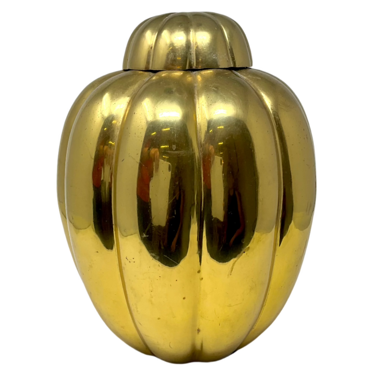 Ribbed Brass Ginger Jar