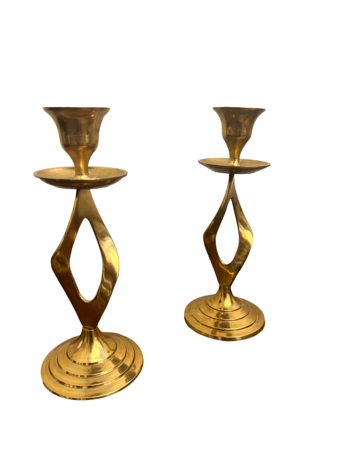 Pair of Brass Brutalist Candlesticks, Hampton