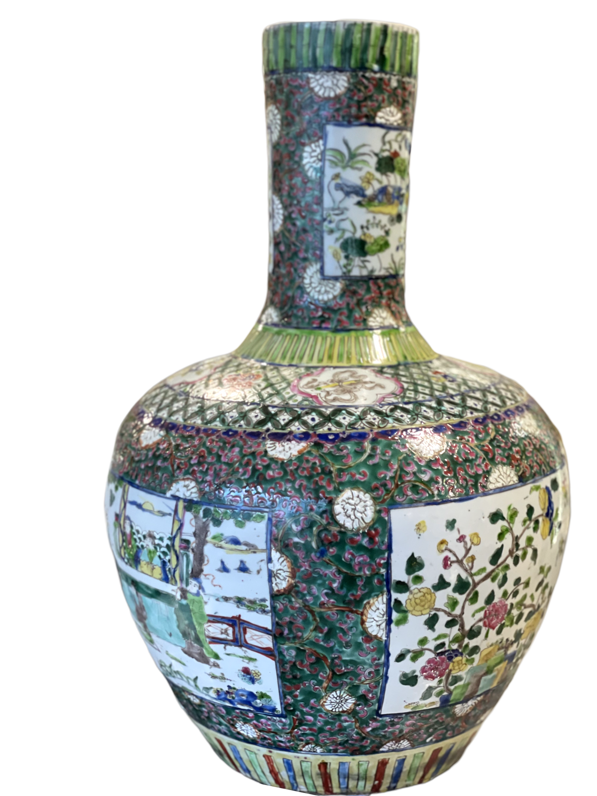 Famille Verte 20" Vase w/ Stand