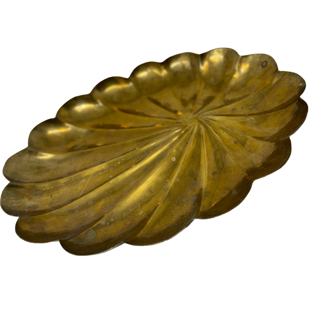 Brass Flat Scalloped Bowl