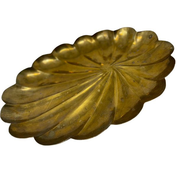 Brass Flat Scalloped Bowl