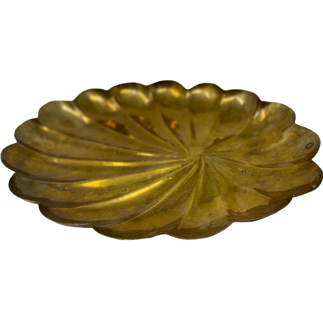 Brass Flat Scalloped Bowl
