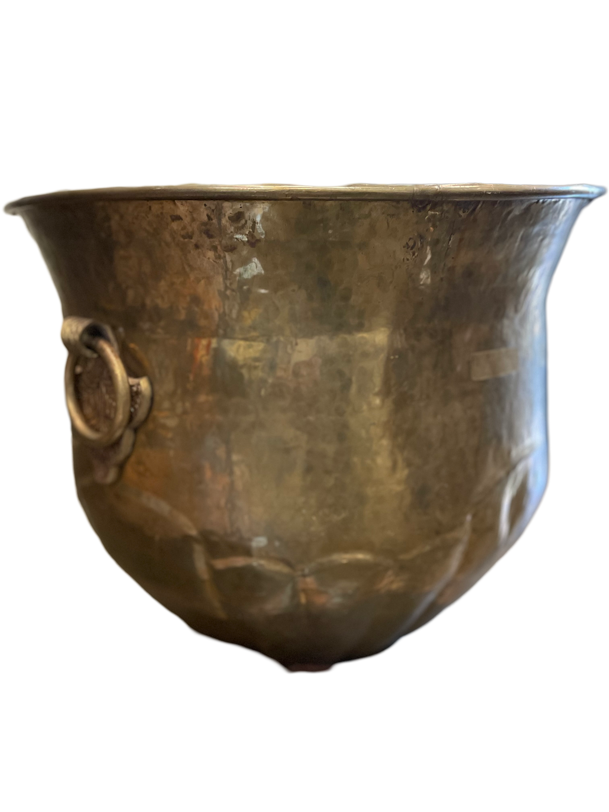 Large Hammered Brass Planter, 19" diam. X 16" h