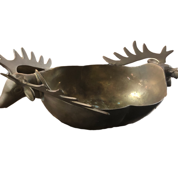 Brass Oval Deer Head Bowl