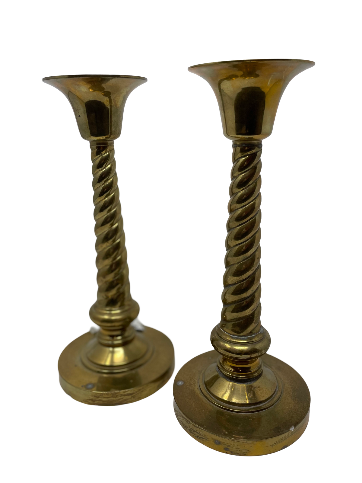 Pair of Brass Twisted Candlesticks