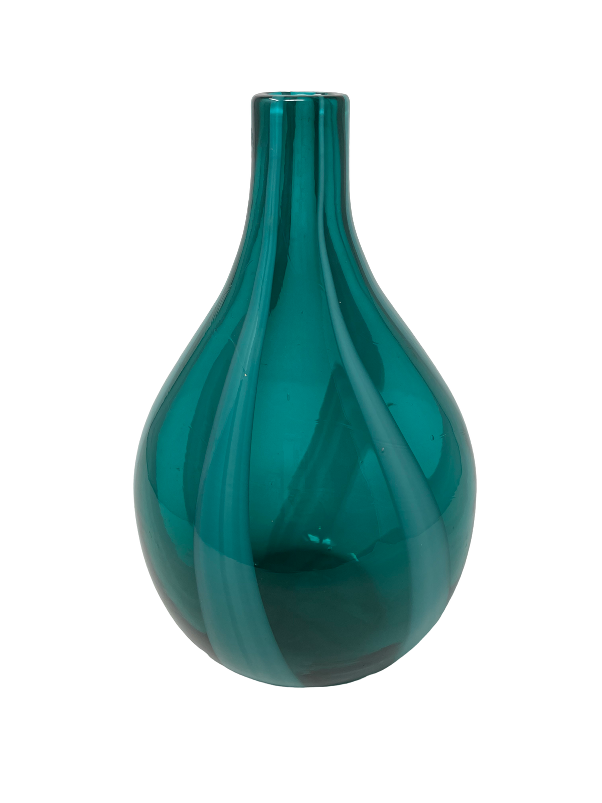 Aqua Glass Striped Vase