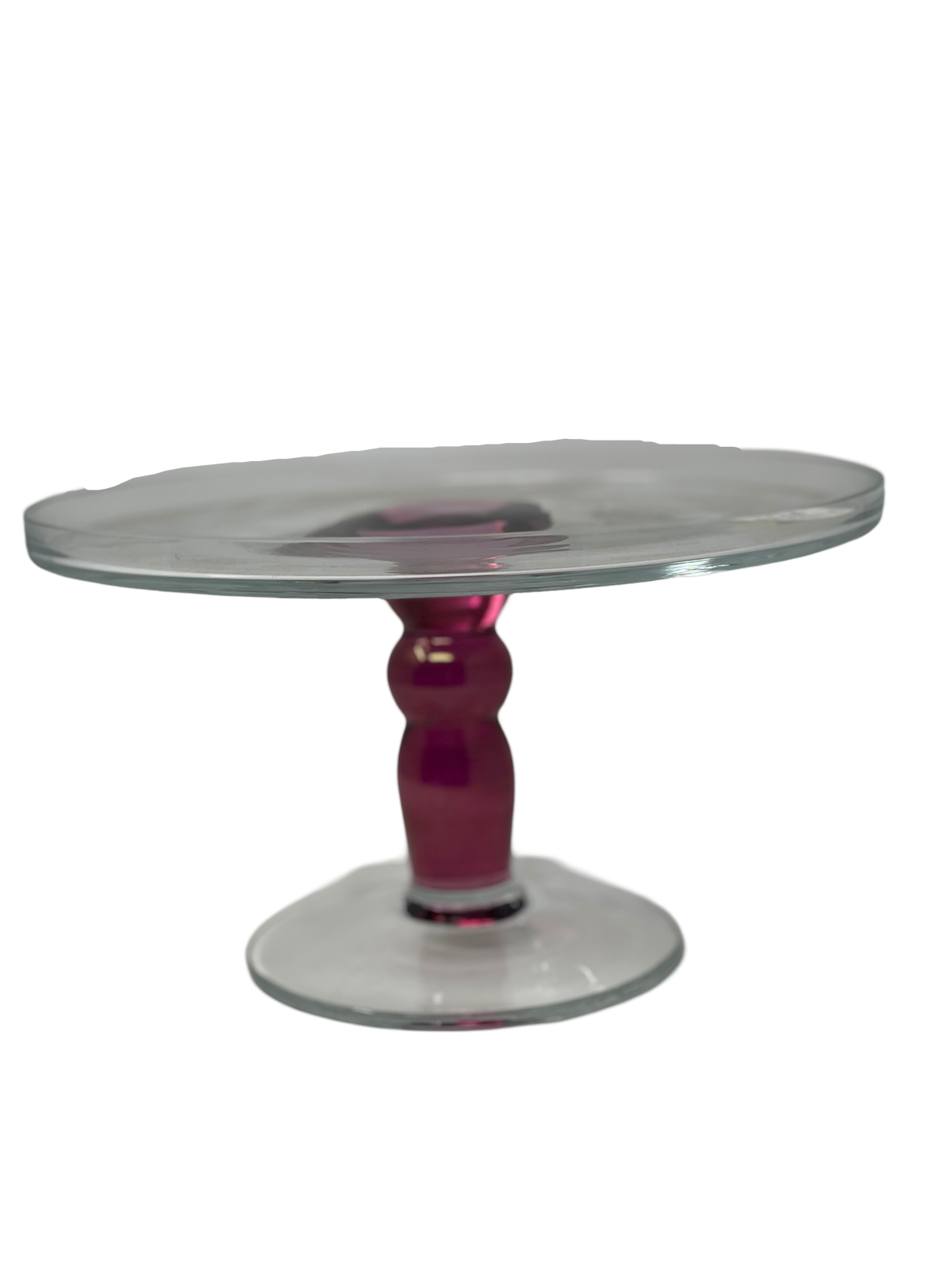 Pink Flint Blown-Glass Cake Pedastel, 19th C.