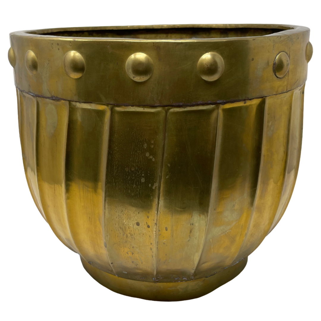 Brass 12" Planter with Circles on Border