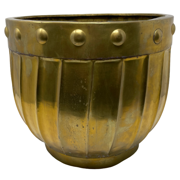 Brass 12" Planter with Circles on Border