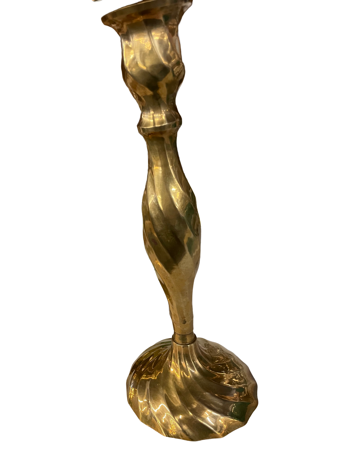 Pair of 12" Brass Fluted Swirl Candlesticks