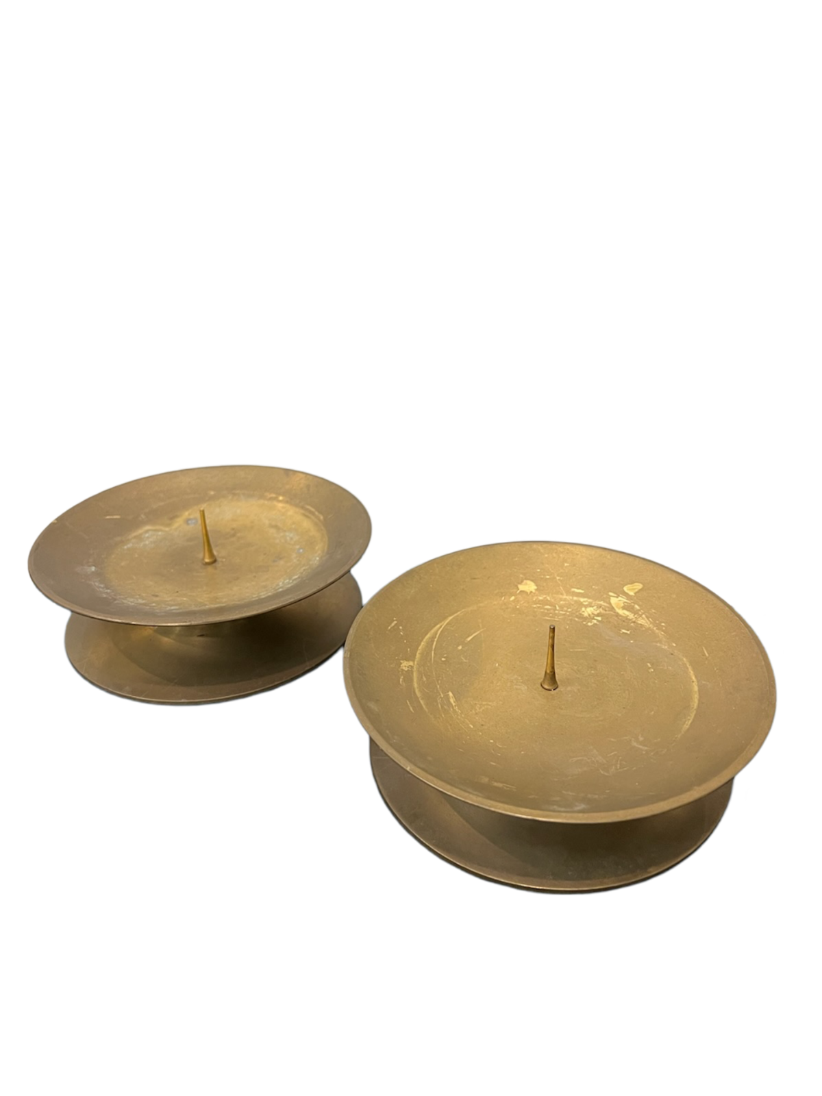 Pair of 5" x 1.5"h Brass Pillar Candlesticks