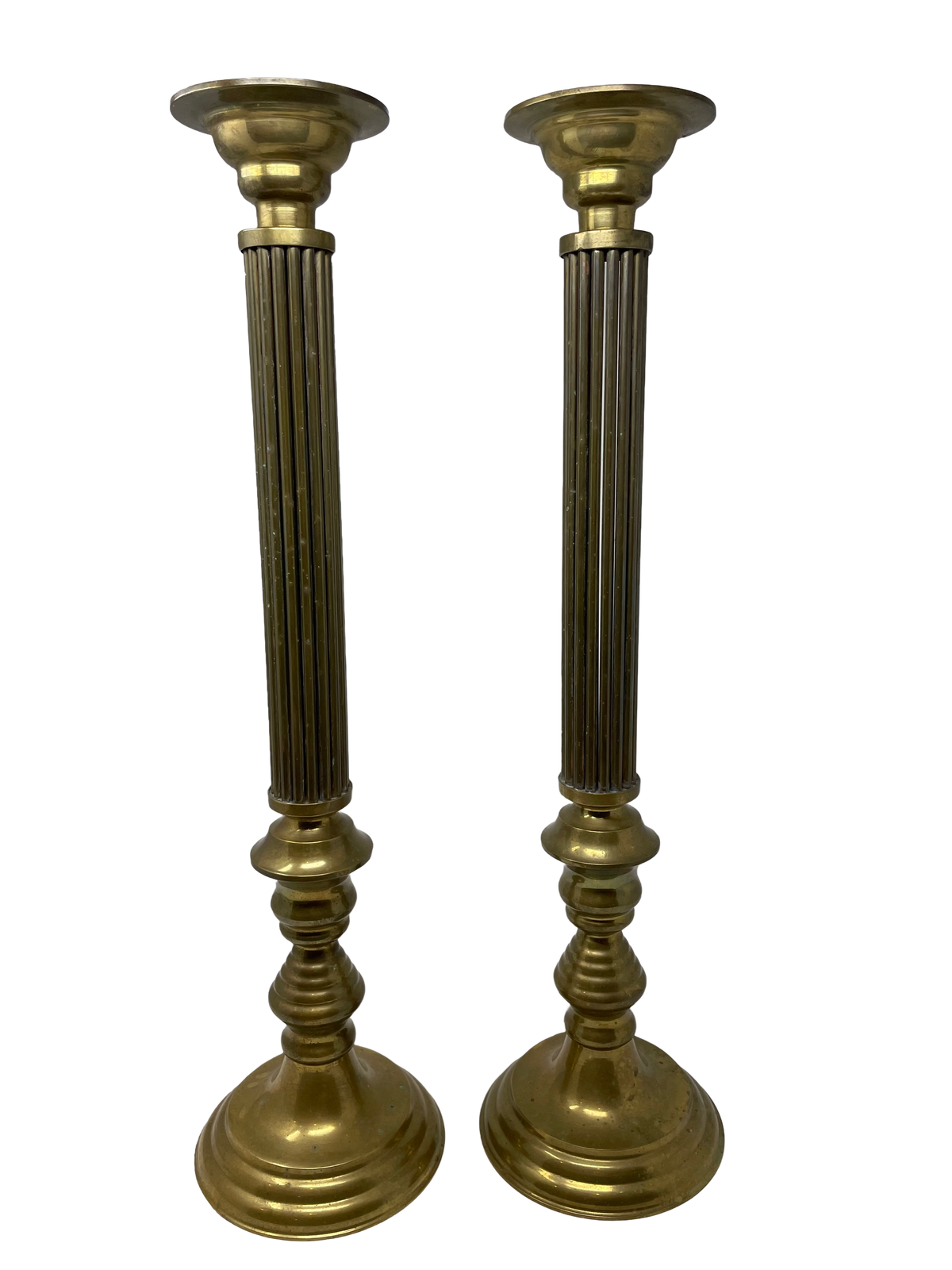Pair of 23.5" Brass "Pricks" Candlesticks