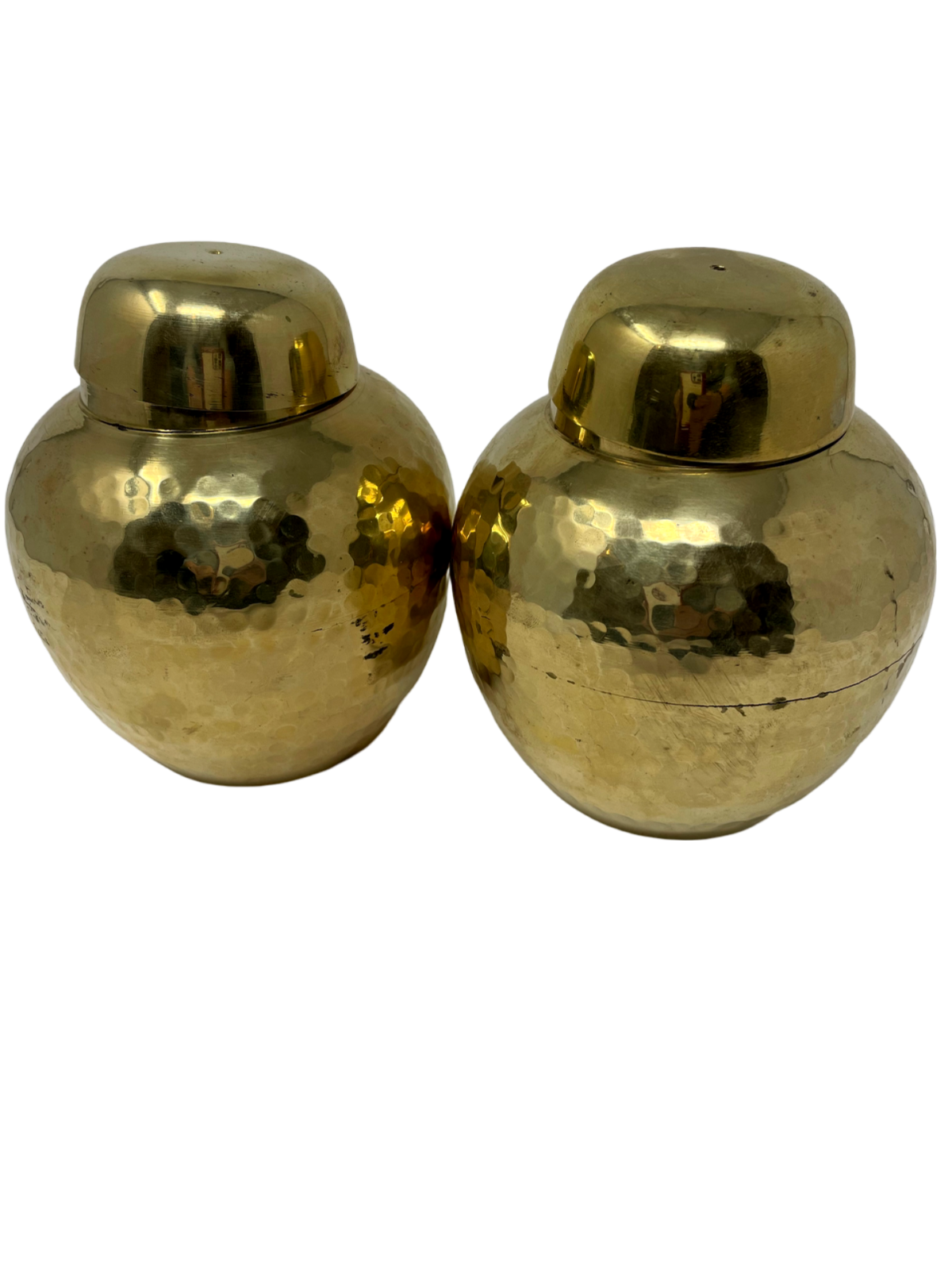 Pair of Hammered Brass 4" Ginger Jars