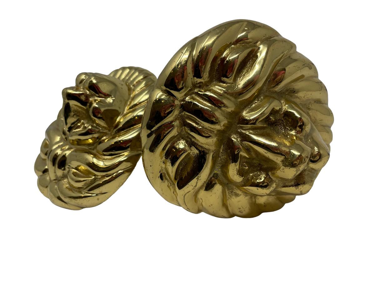 Pair of Brass Lion Mounts