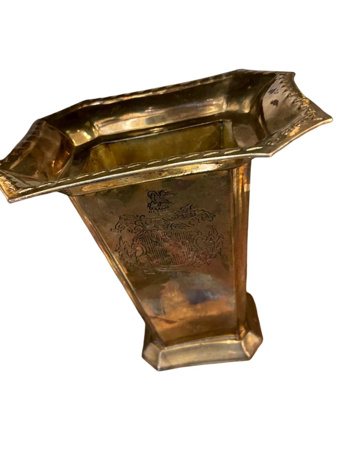 7.5" Rectangular Etched Brass Vase