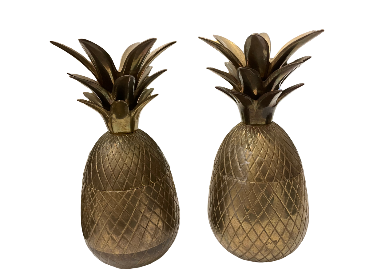 Pair of Brass Pineapple Box