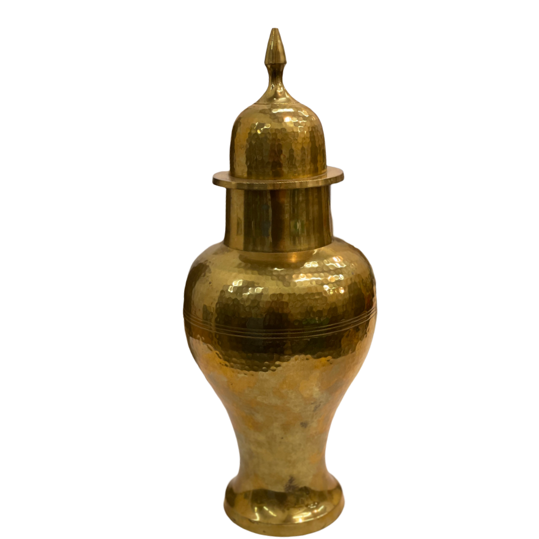 Vintage 18.5" Hammered Brass Urn