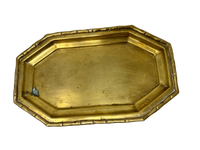 Shiny Brass 12" oval tray bamboo edge