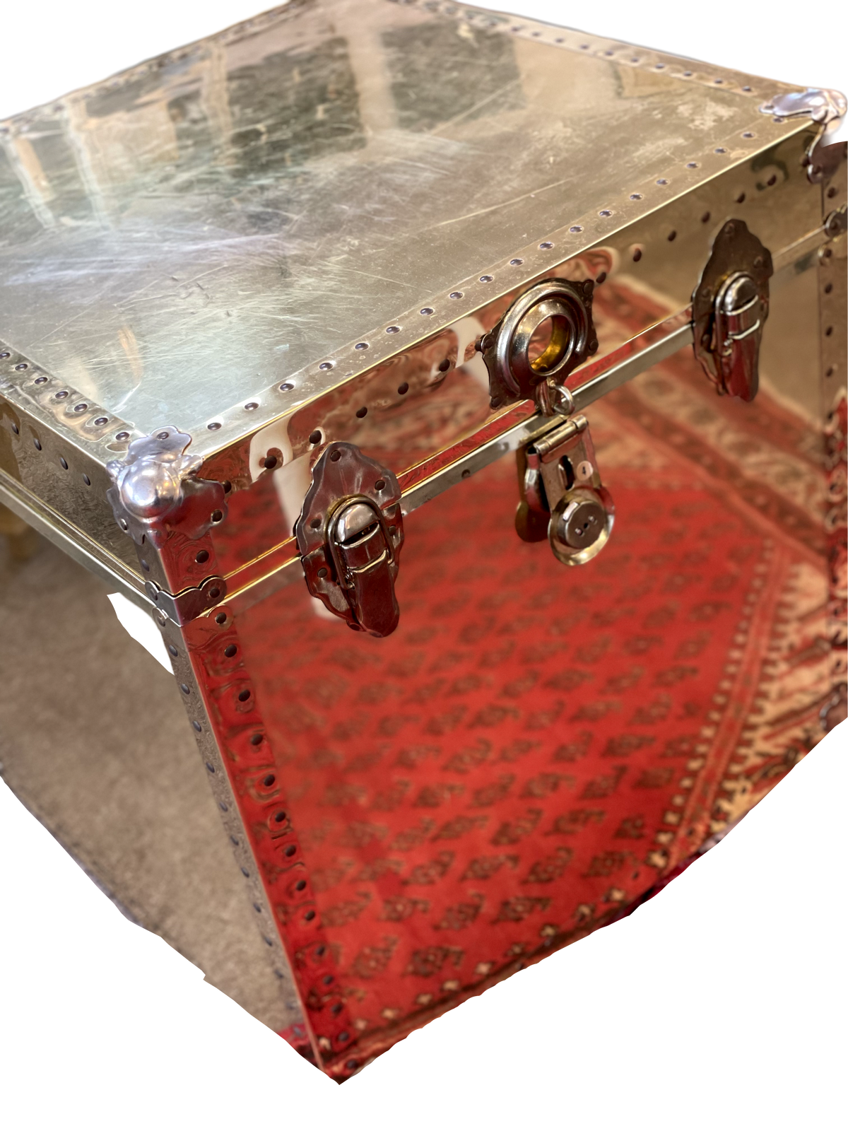 Square Cedar Lined Brass Chest