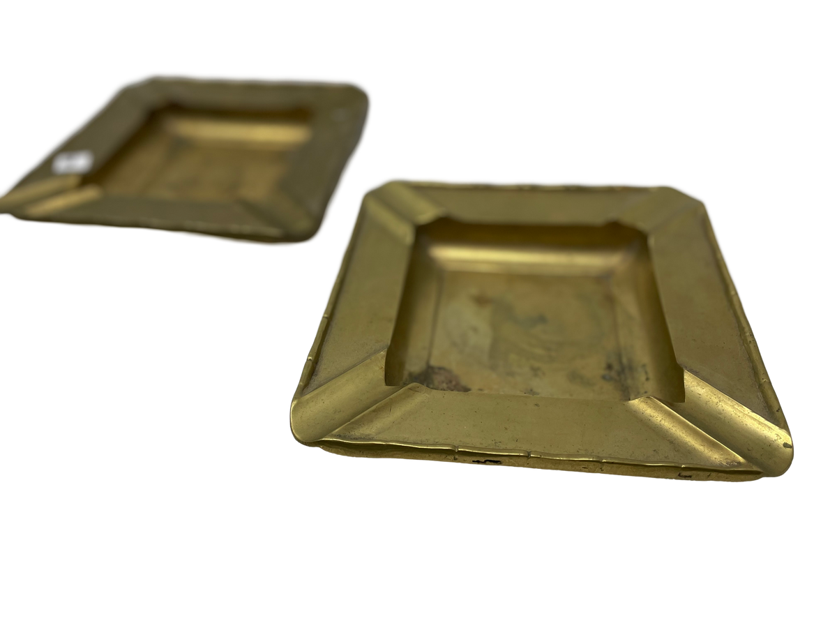 Pair of Brass 6" Square Ashtrays