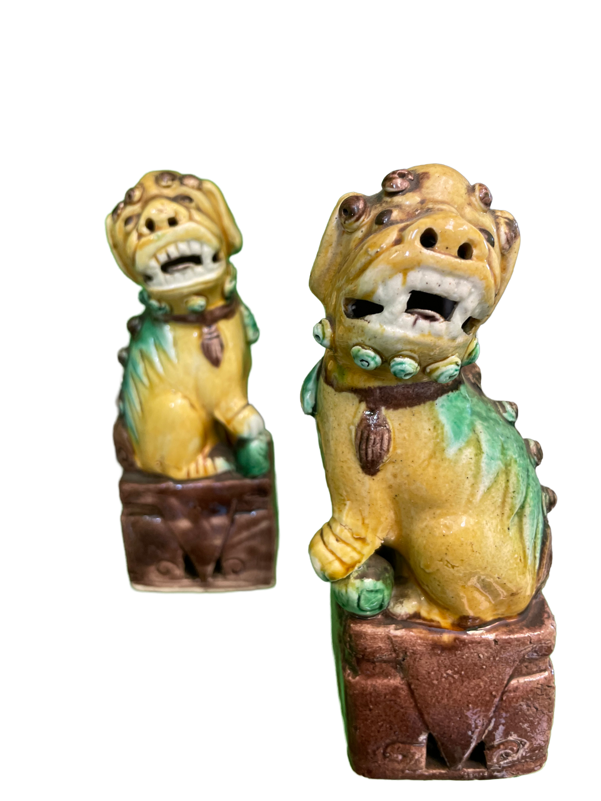 Pair of Yellow and Green Foo Dogs