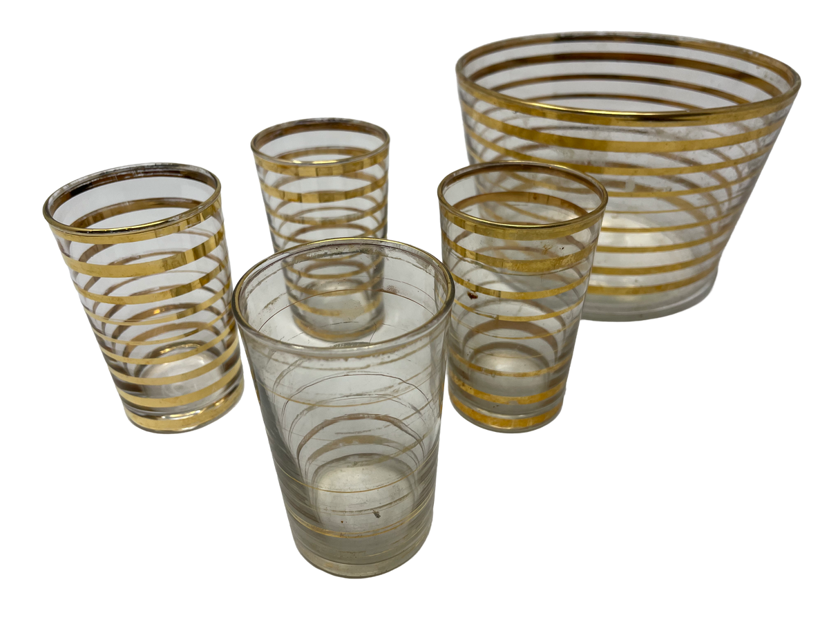 Set of 4 Gold Rimmed Glasses