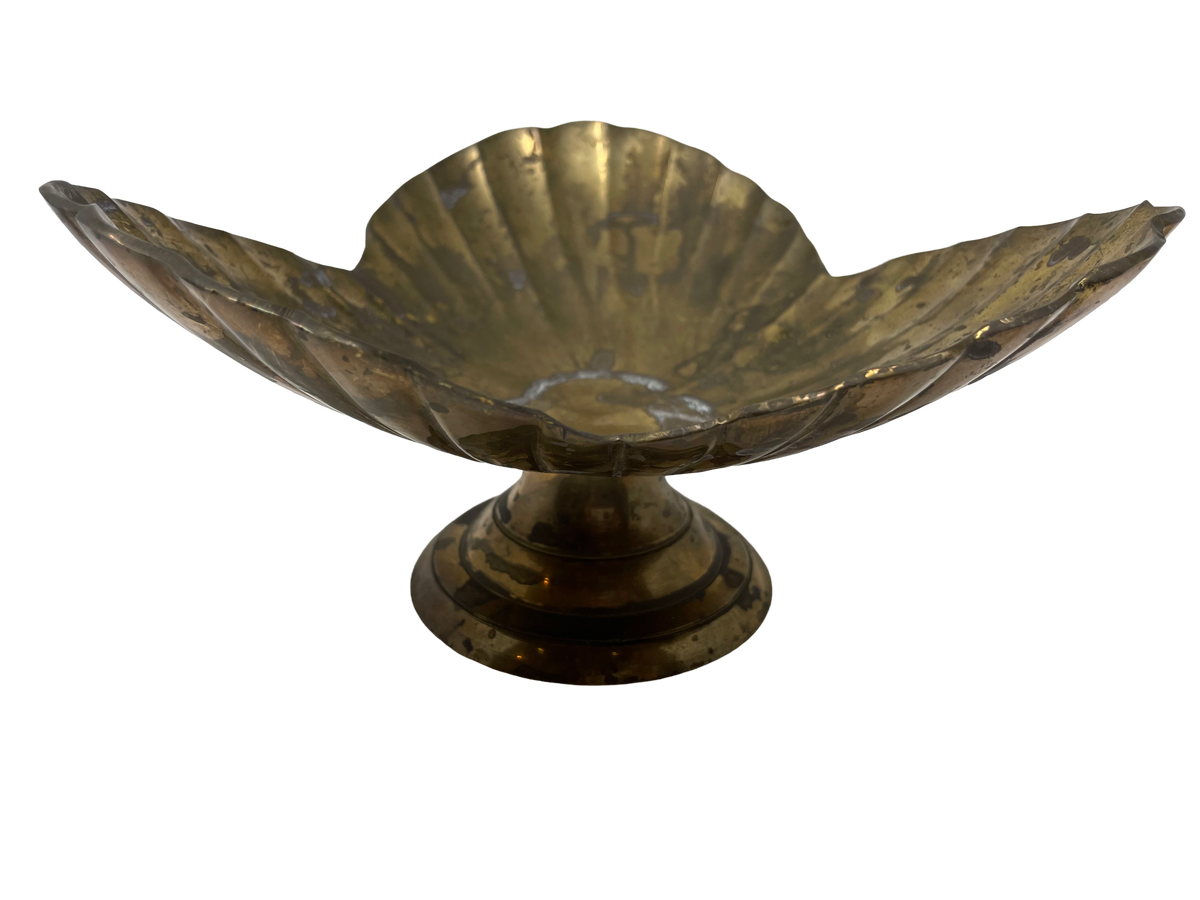 Brass Footed 3 Shell Compote