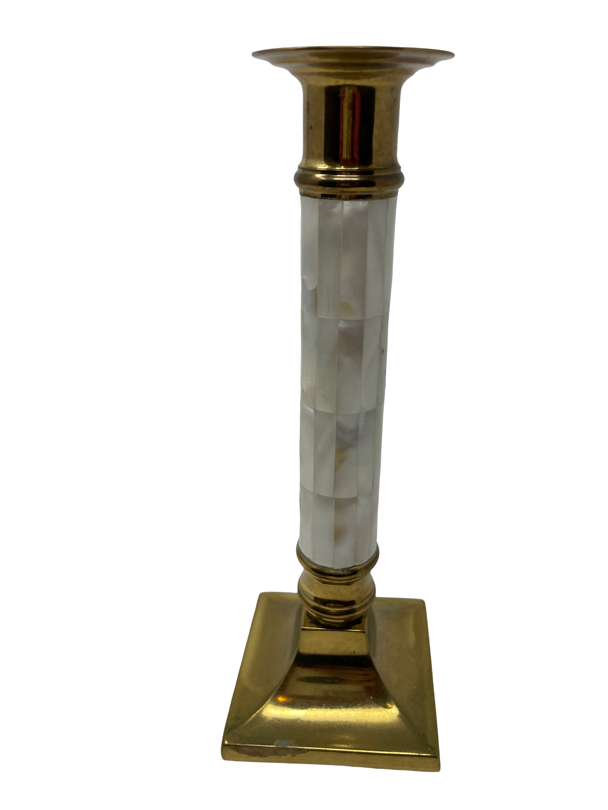 Pair of Brass & MOP Candlesticks