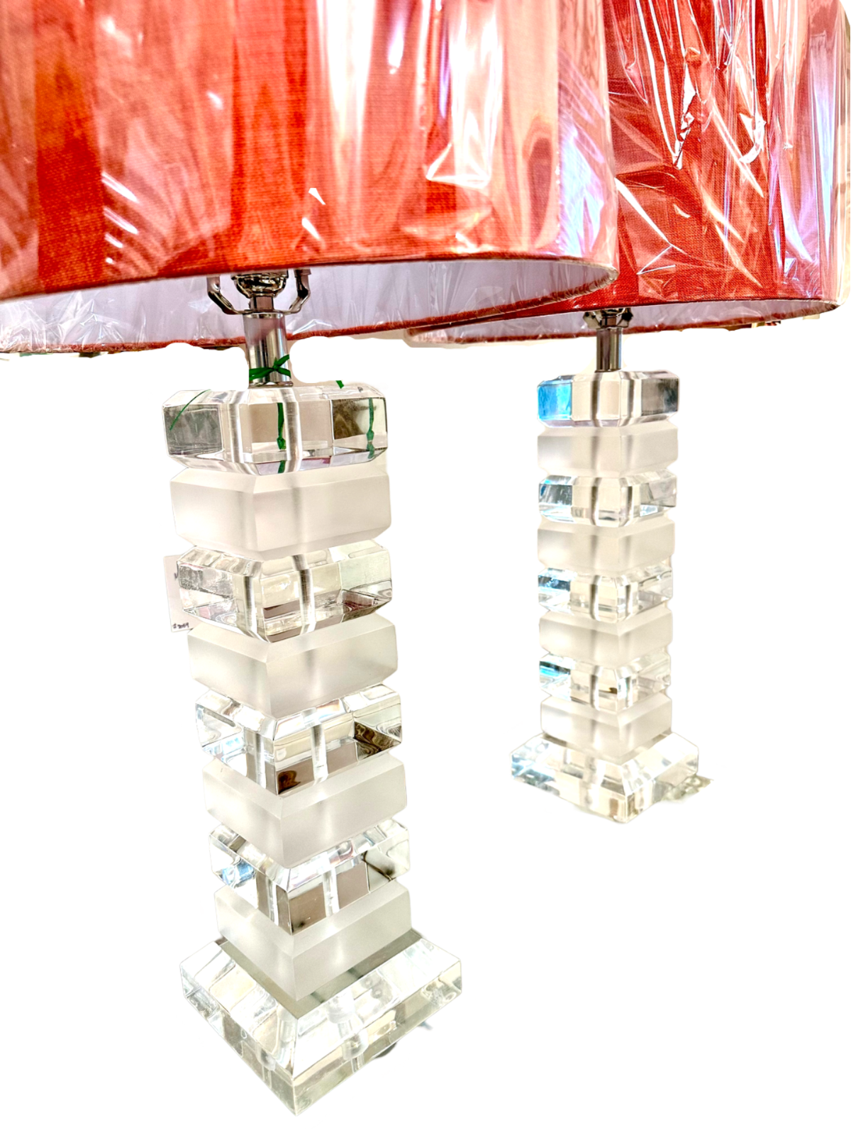 Pair of Stacked Lucite Lamps