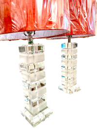 Pair of Stacked Lucite Lamps