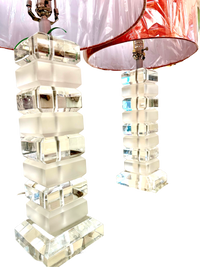 Pair of Stacked Lucite Lamps
