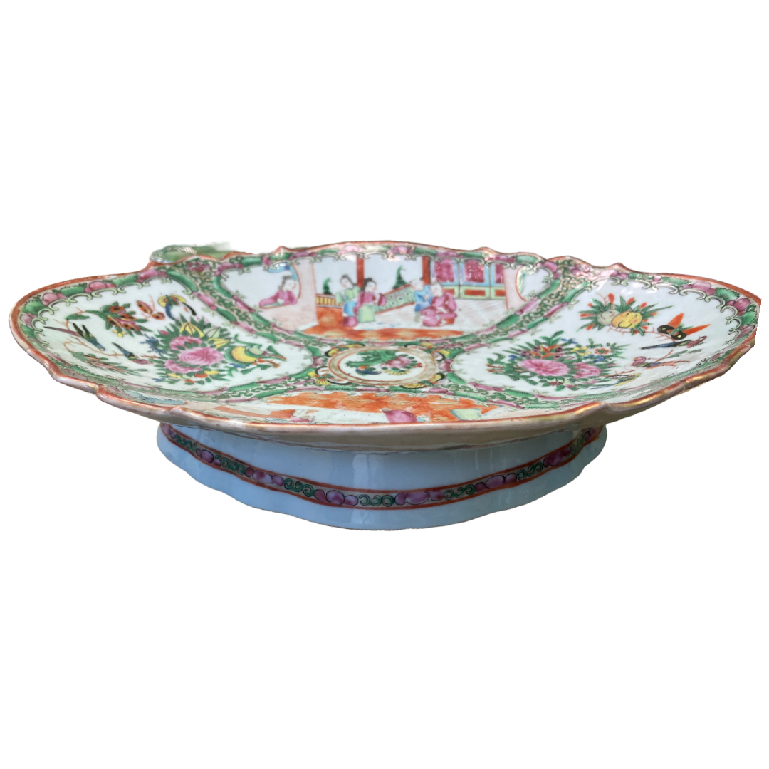 Rose Medallion Oval Footed Platter 13"