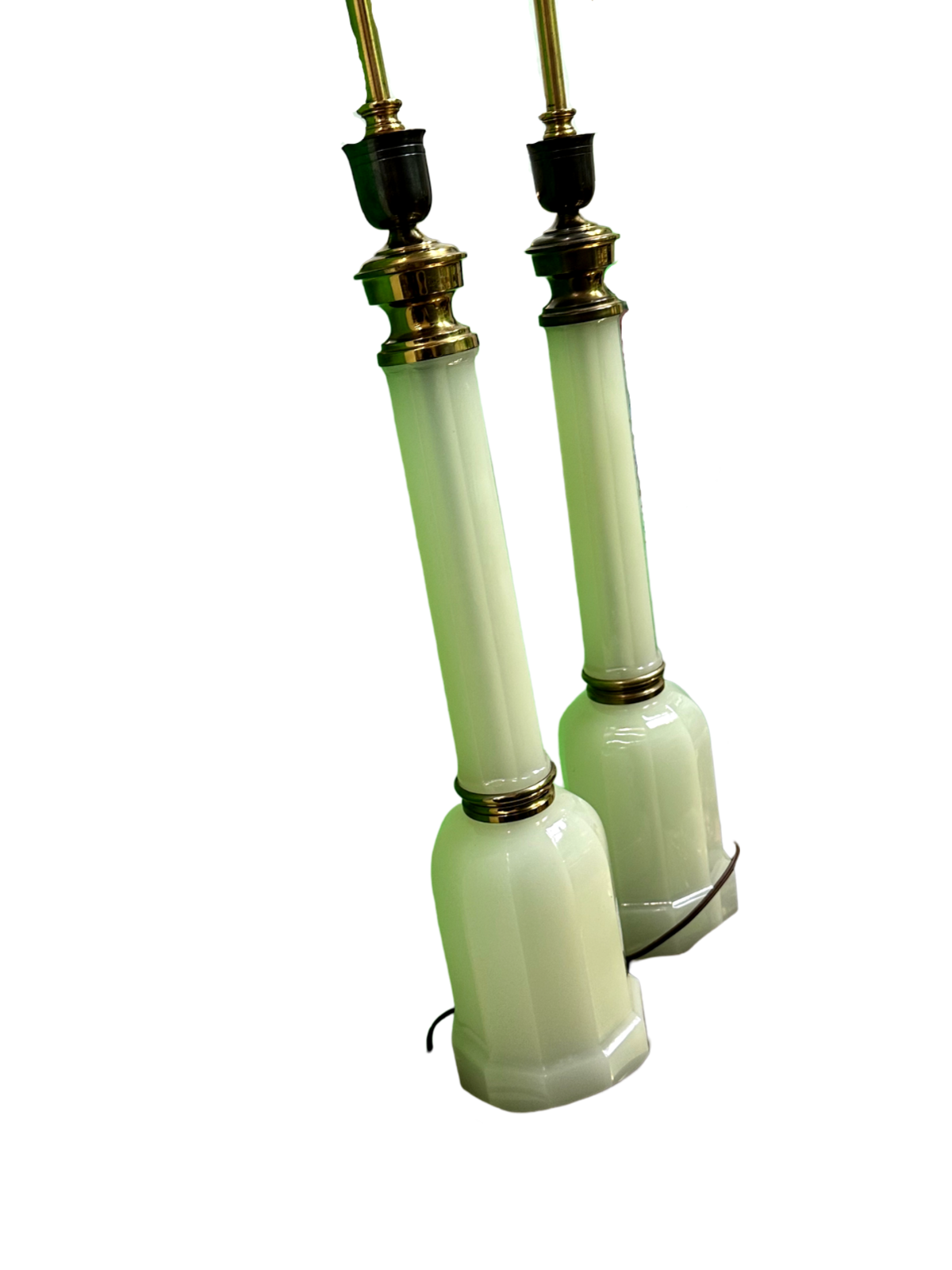 Pair of White Opaline lamps