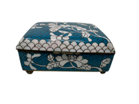 Turquoise & White Floral Cloisonne Small Rectangular HInged Box