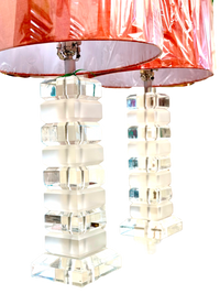 Pair of Stacked Lucite Lamps