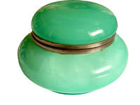 Green Opaline Round Hinged Box