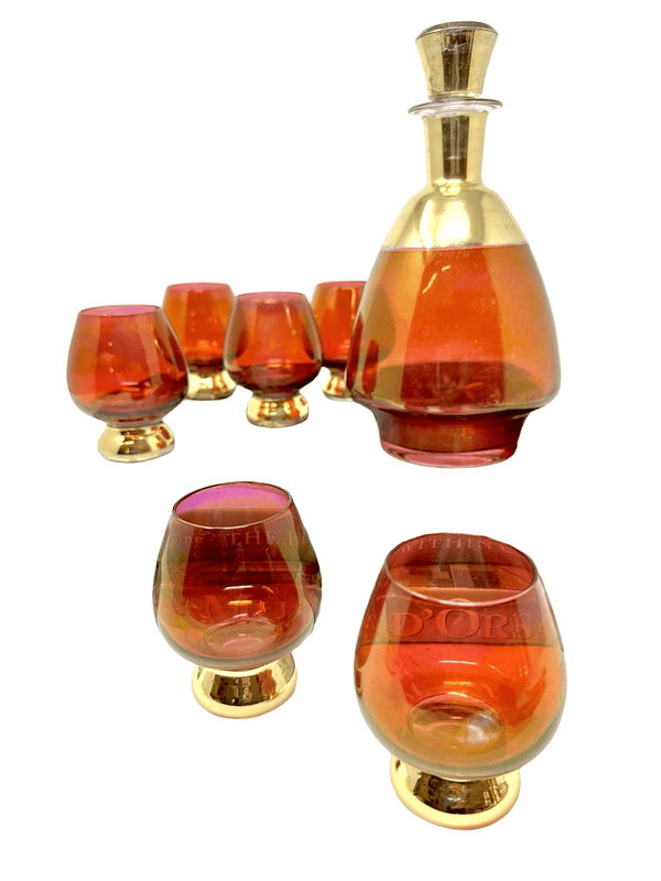 Fuschia Art Deco Decanter Set