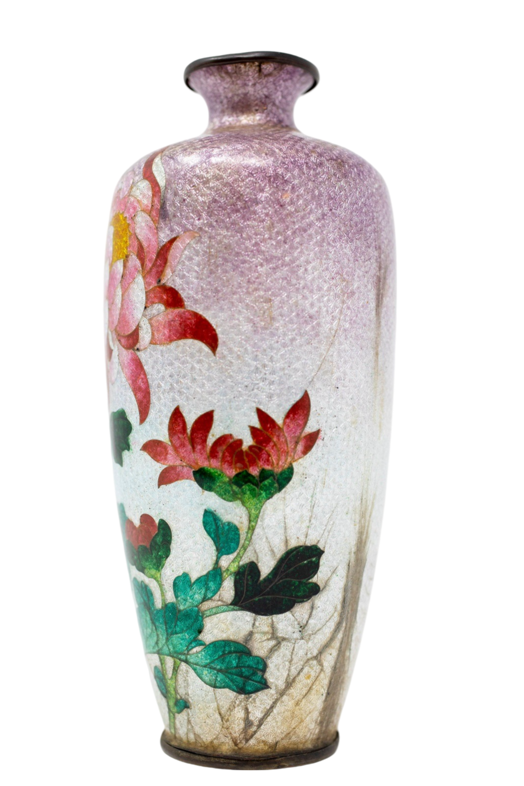 Floral Japanese Cloisonne Vase, Lilac