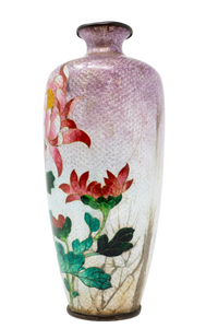 Floral Japanese Cloisonne Vase, Lilac