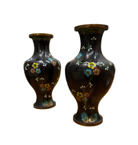 Pair of Black Cloissone Vases