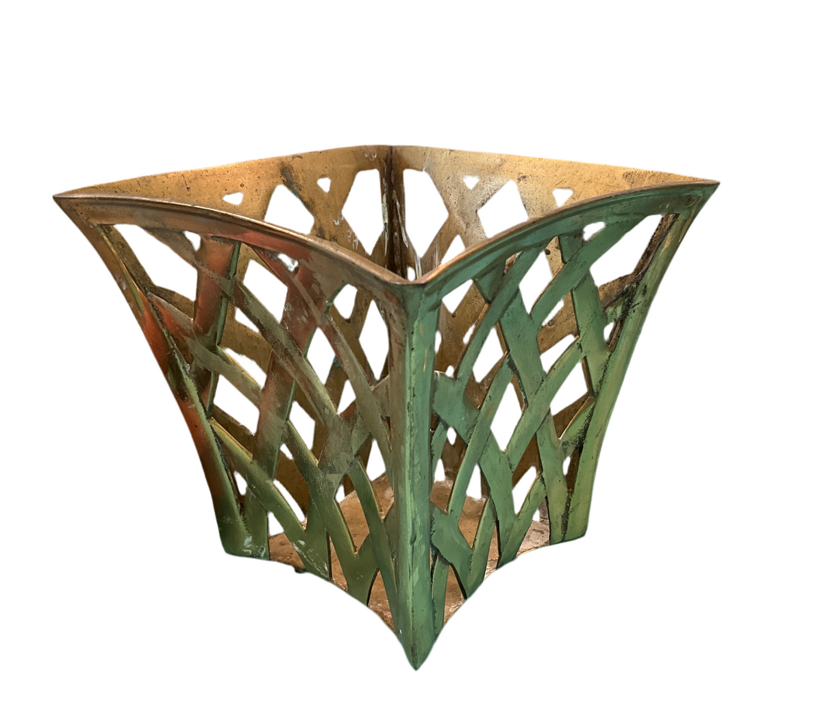 Square Brass lattice planter