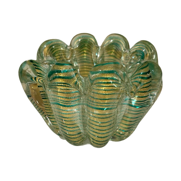 Aqua & Gold Murano Bowl